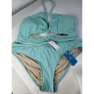 Cupshe Light Blue Nature Trip Tunneled Cutout‎ Bikini Women's XL New 1002
